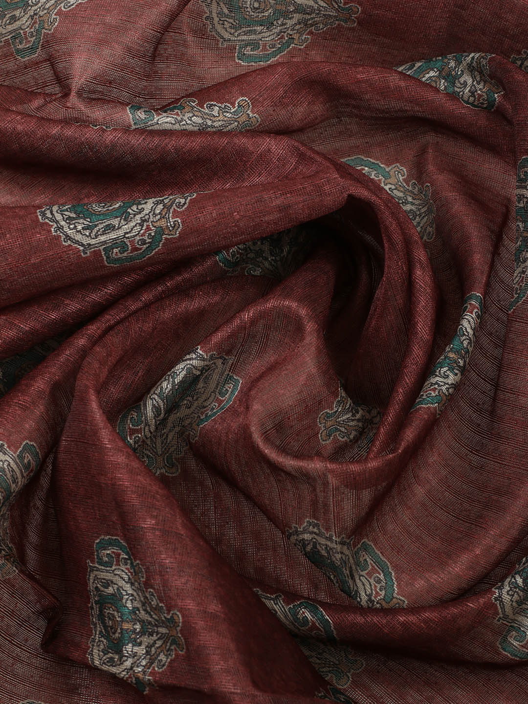 Printed Chanderi Unstitched Suit With Pant &amp; Dupatta