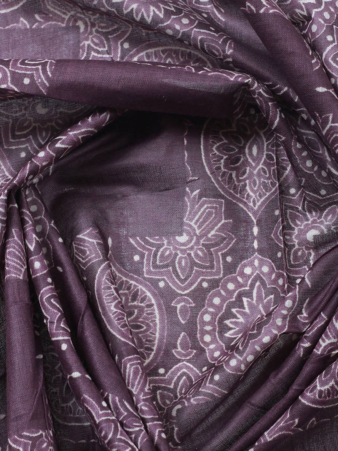 Printed Cotton Blend Unstitched Suit With Pant &amp; Dupatta