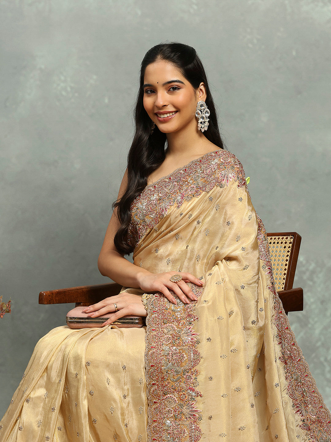 Zari Jaal &amp; Sequin Embroidered Banarasi Saree