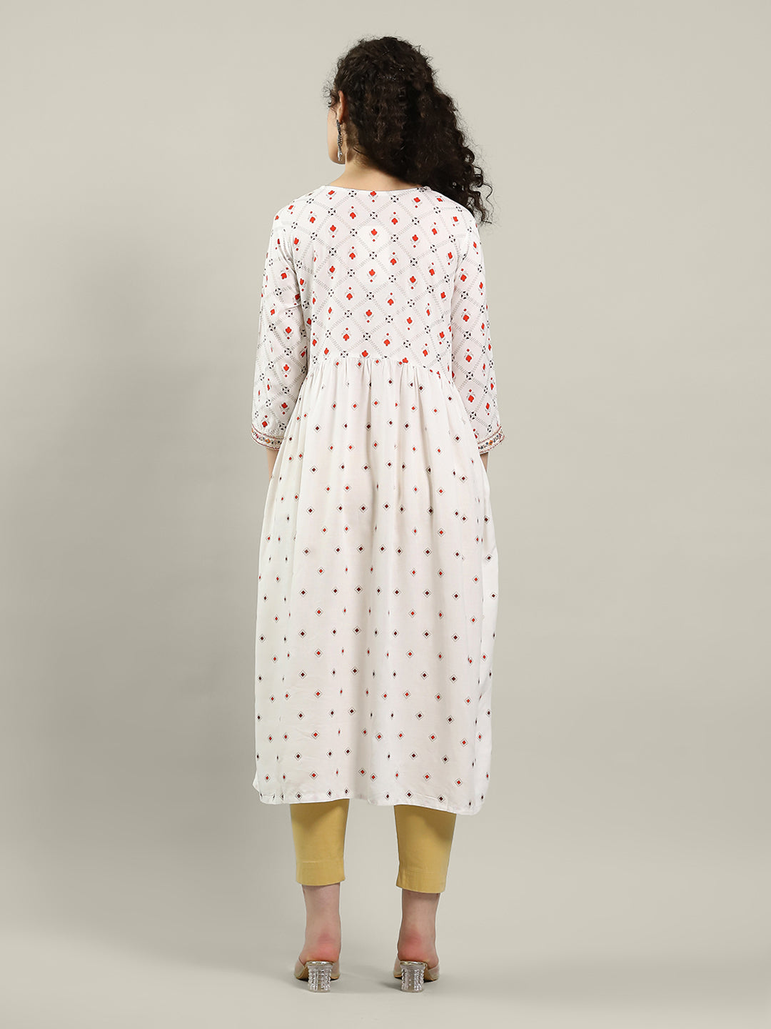 Neck Embroidered Cotton Blend Kurta &amp; Pants