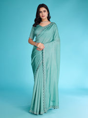 Embroidered Chinon Saree