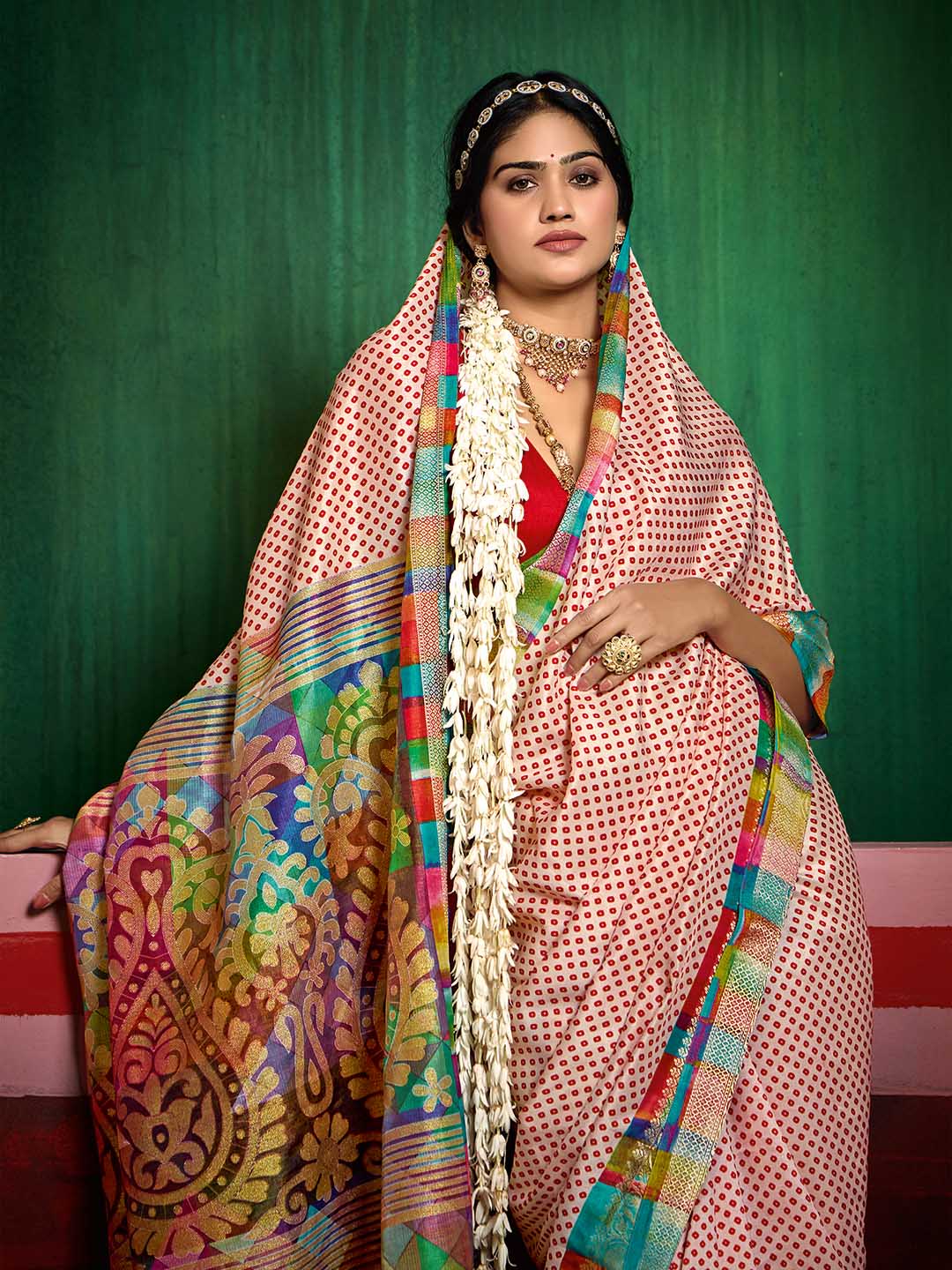 Bandhani Printed Art Silk Saree