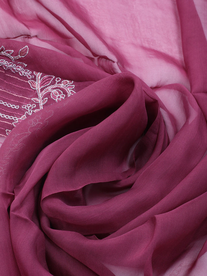 Embroidered Muslin Unstitched Suit With Dupatta