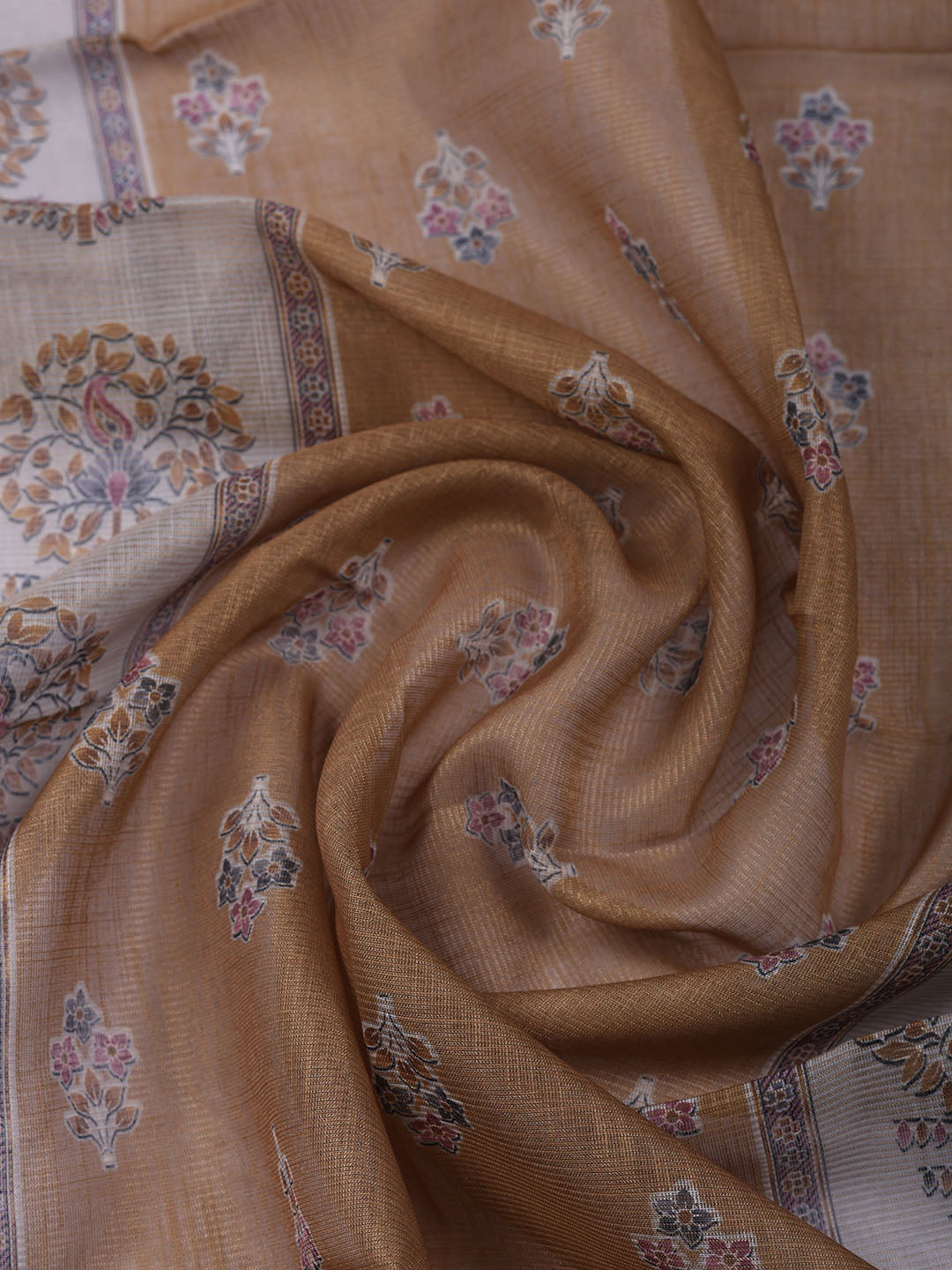 Embroidered Tissue Unstitched Suit With Pant &amp; Dupatta