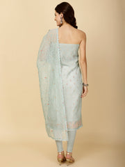 Resham Floral Embroidery Cotton Unstitched Suit Piece With Dupatta