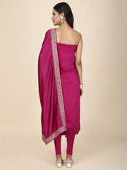 Zari Embroidered Chanderi Unstitched Suit Piece With Dupatta