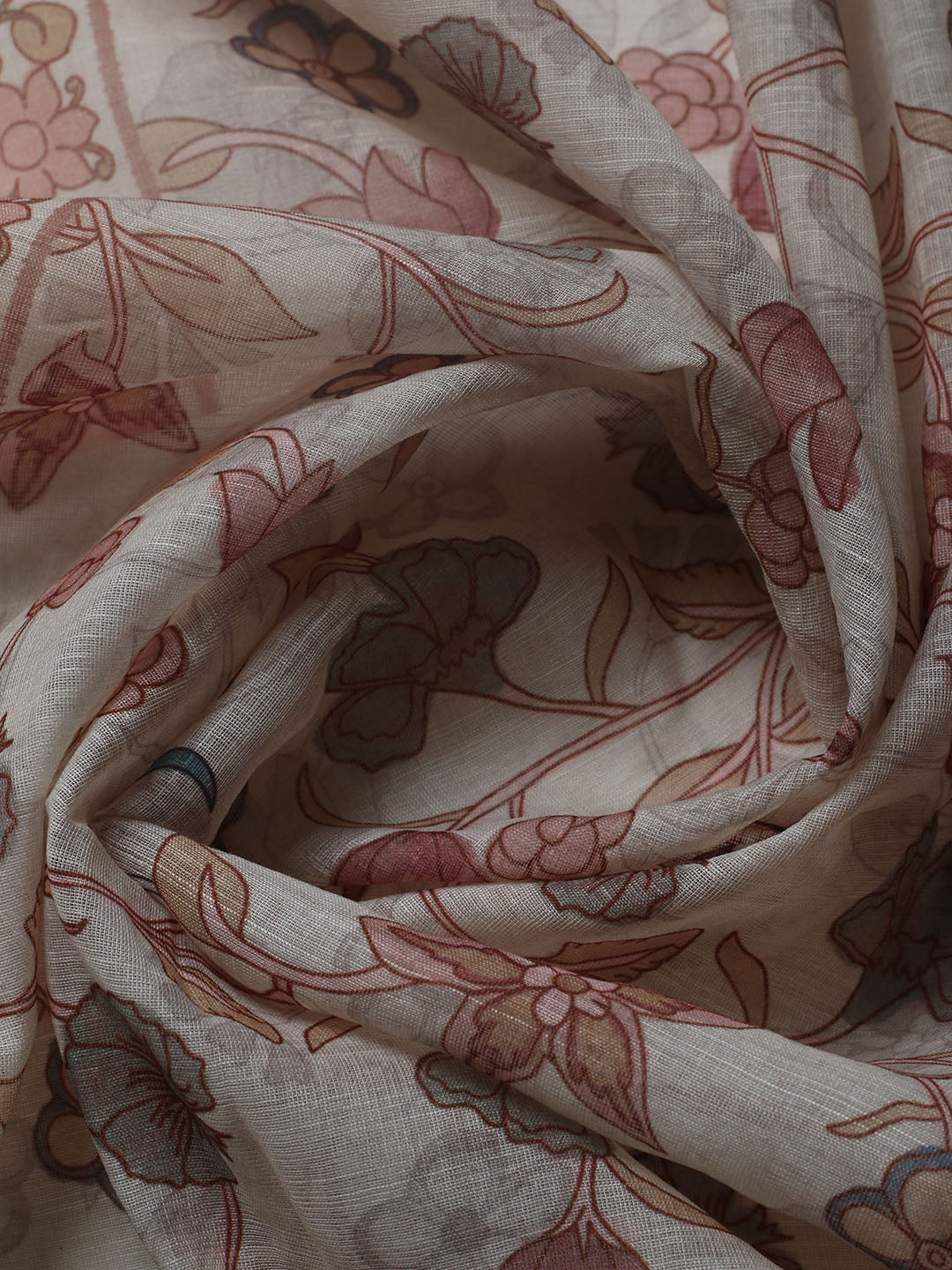 Printed Cotton Blend Unstitched Suit With Pant &amp; Dupatta
