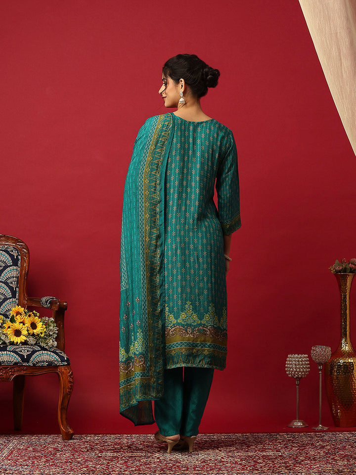 Embroidered Muslin Kurta With Pant &amp; Dupatta
