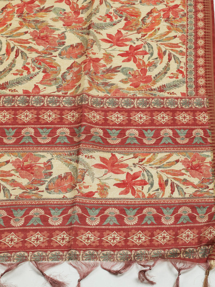 Printed Tussar Saree