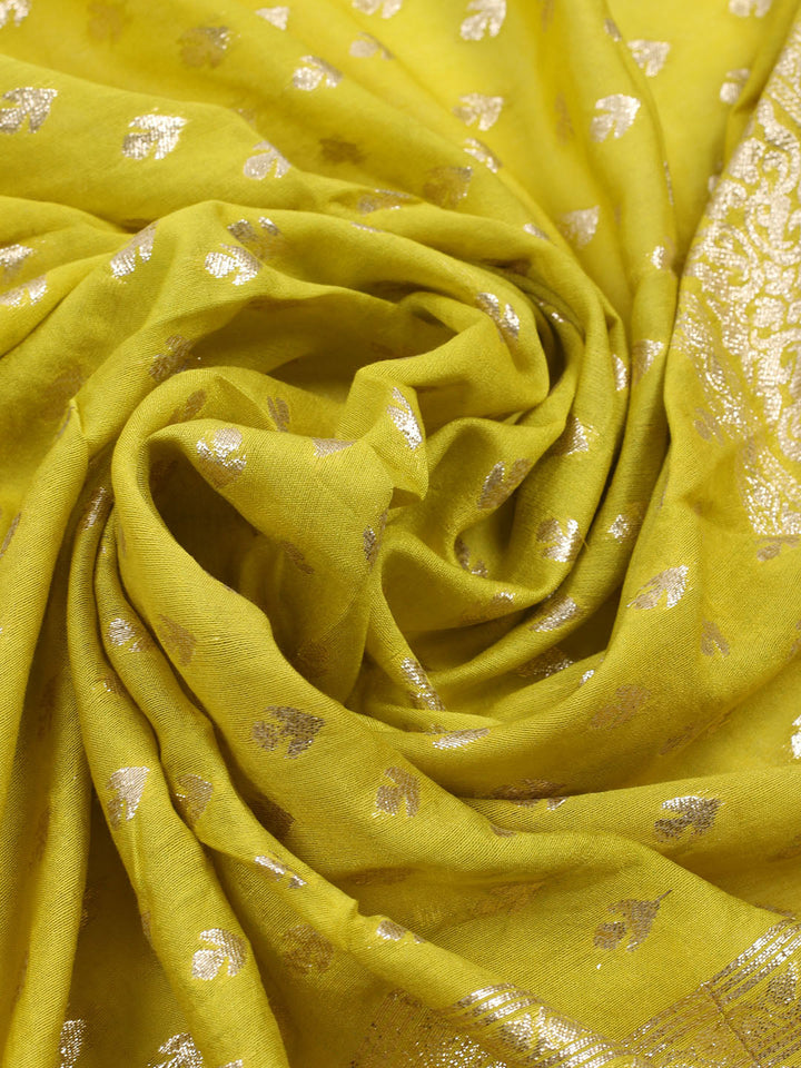Neck Embroidered Chanderi Unstitched Suit With Dupatta