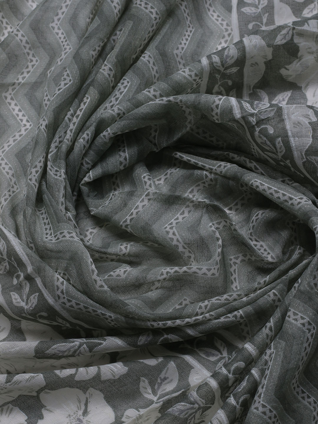 Printed Cotton Blend Unstitched Suit With Dupatta