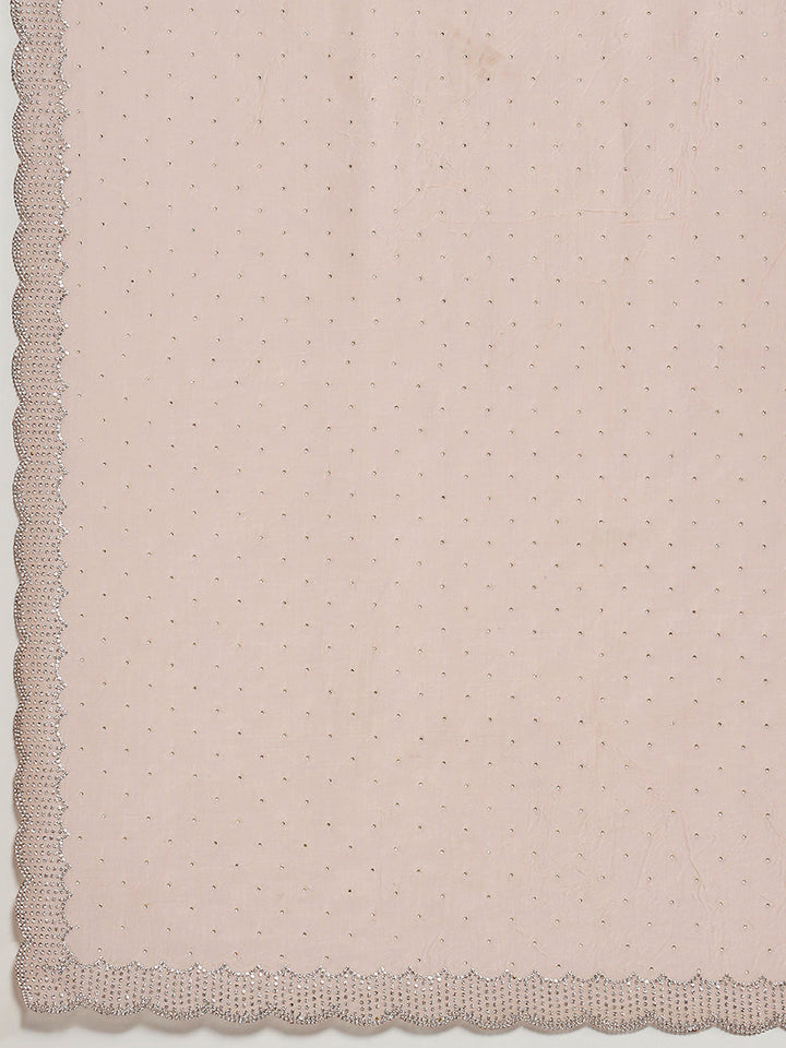 Swarovski Border Art-Chiffon Organza Plain Saree