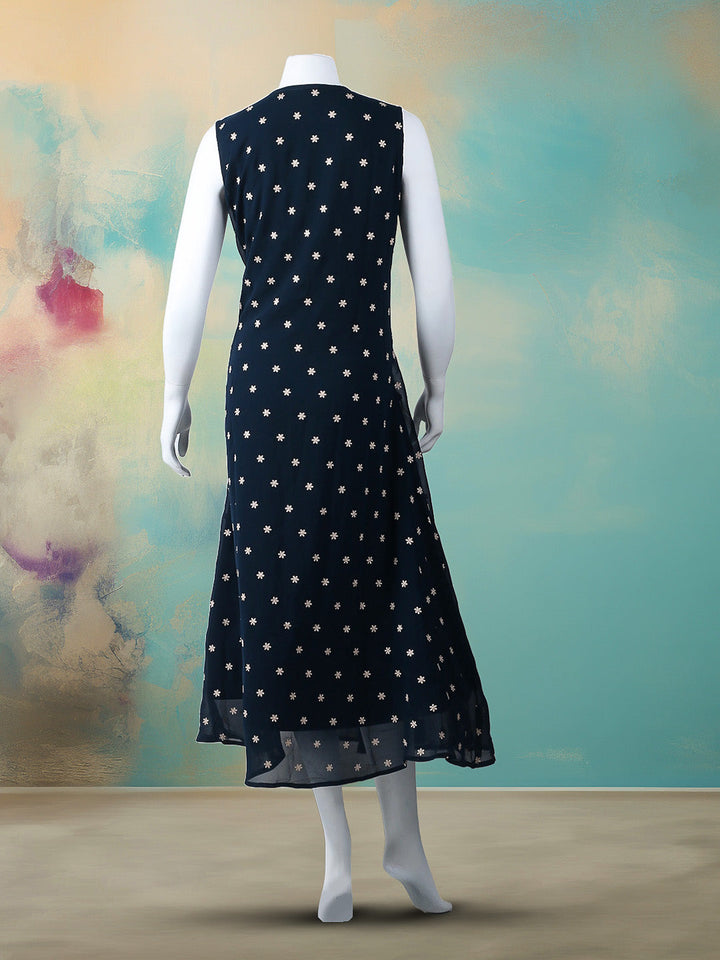 Embroidered Georgatte Gown With Jacket