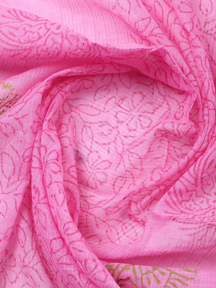 Printed Cotton Blend Unstitched Suit With Pant &amp; Dupatta
