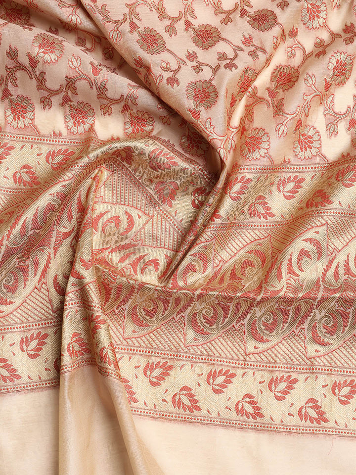 Woven Banarasi Chanderi Unstitched Suit With Dupatta
