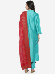 Embroidered Chanderi Suit Piece With Chanderi Banarasi Dupatta