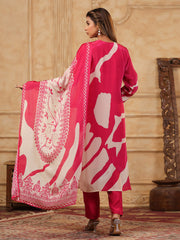 Printed Muslin Kurta With Pants & Dupatta