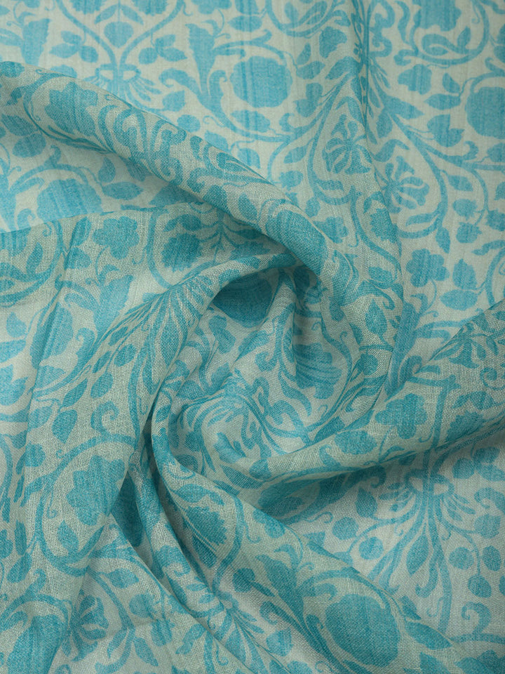 Embroidered Linen Blend Unstitched Suit With Pant &amp; Dupatta