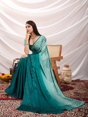 Embroidered Satin Saree