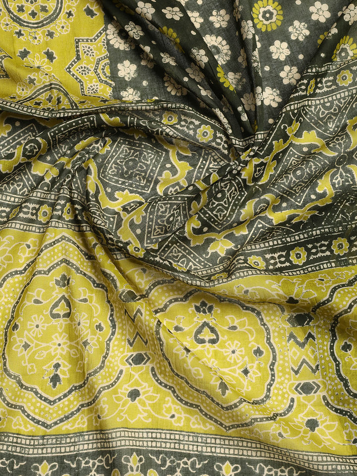 Printed Cotton Blend Unstitched Suit With Dupatta