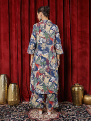 Printed Cotton Blend Kurta With Pants