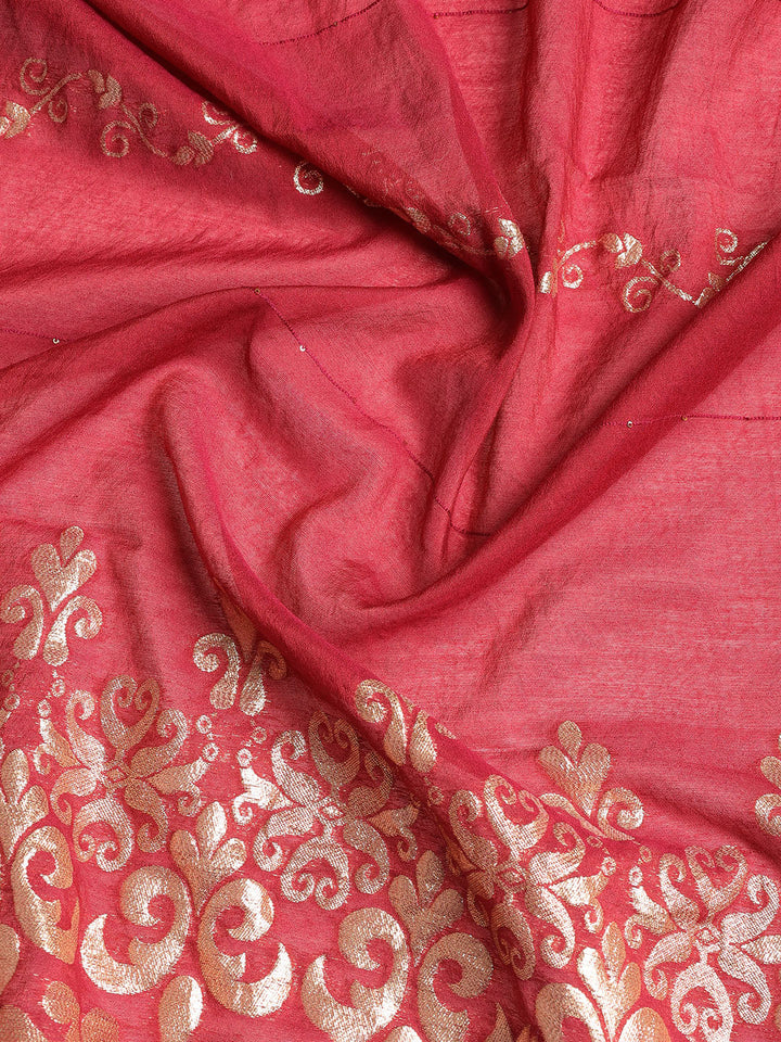 Neck Embroidered Cotton Blend Unstitched Suit With Dupatta