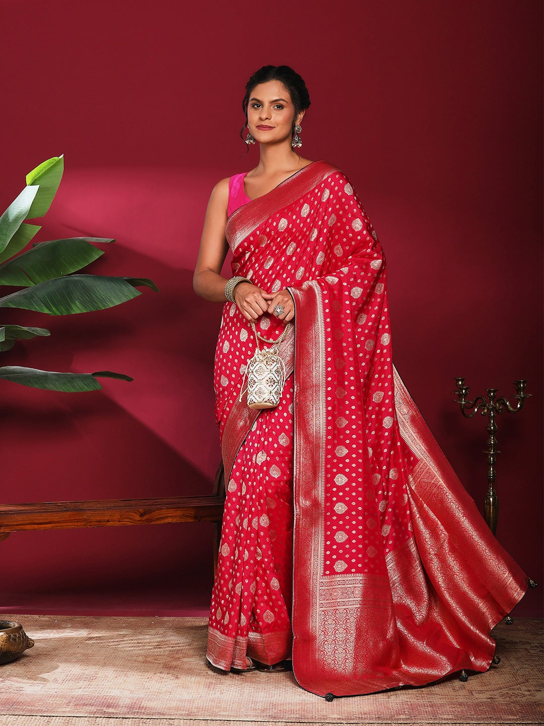 Woven Design Satin Saree