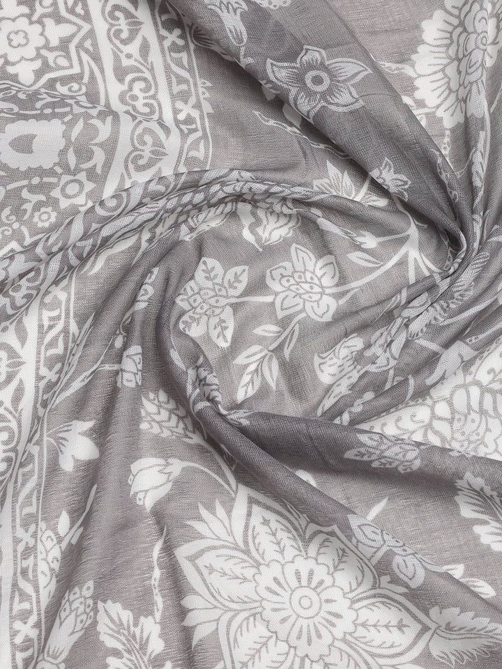 Printed Cotton Blend Unstitched Suit With Dupatta