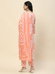 Printed Cotton Kurta With Pants & Dupatta