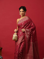 Woven Design Art Silk Wine Saree
