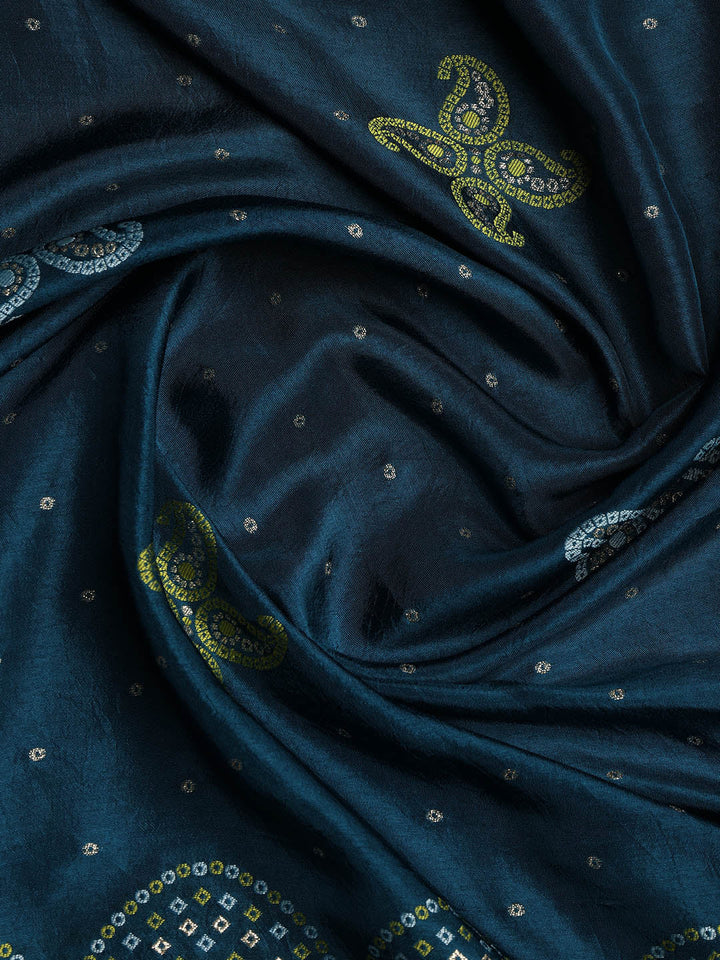 Embroidered Chanderi Unstitched Suit With Dupatta