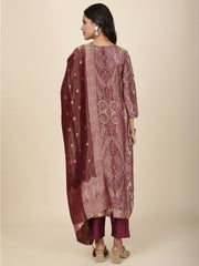 Neck Embroidery Tissue Kurta With Pants & Dupatta