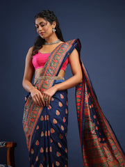 Digital Printed Art Silk Unstitched Suit With Pant & Dupatta