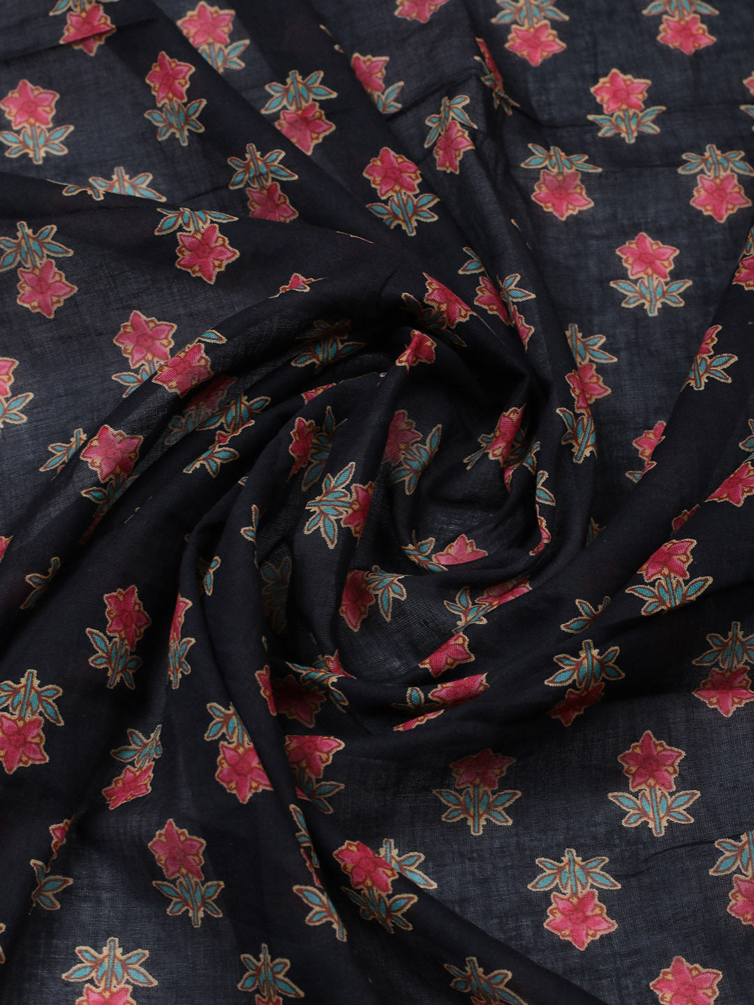 Embroidered Cotton Blend Unstitched Suit With Pant &amp; Dupatta