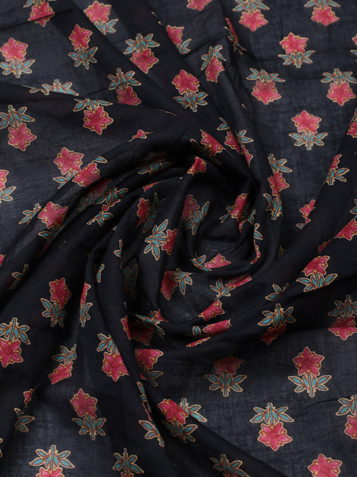 Embroidered Cotton Blend Unstitched Suit With Pant &amp; Dupatta