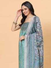 Printed Cotton Blend Unstitched Suit With Dupatta