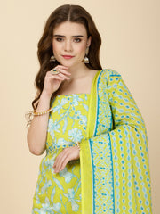 Printed Cotton Unstitched Suit Piece With Dupatta