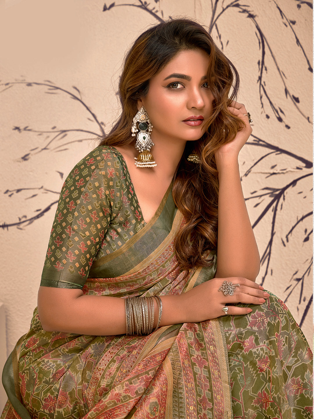 Abstract Printed Art Silk Saree