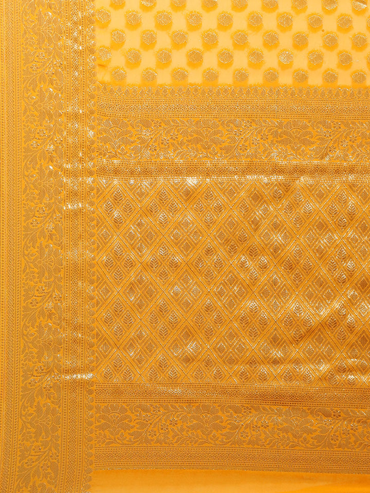 Zari Border Booti Chiffon Woven Saree