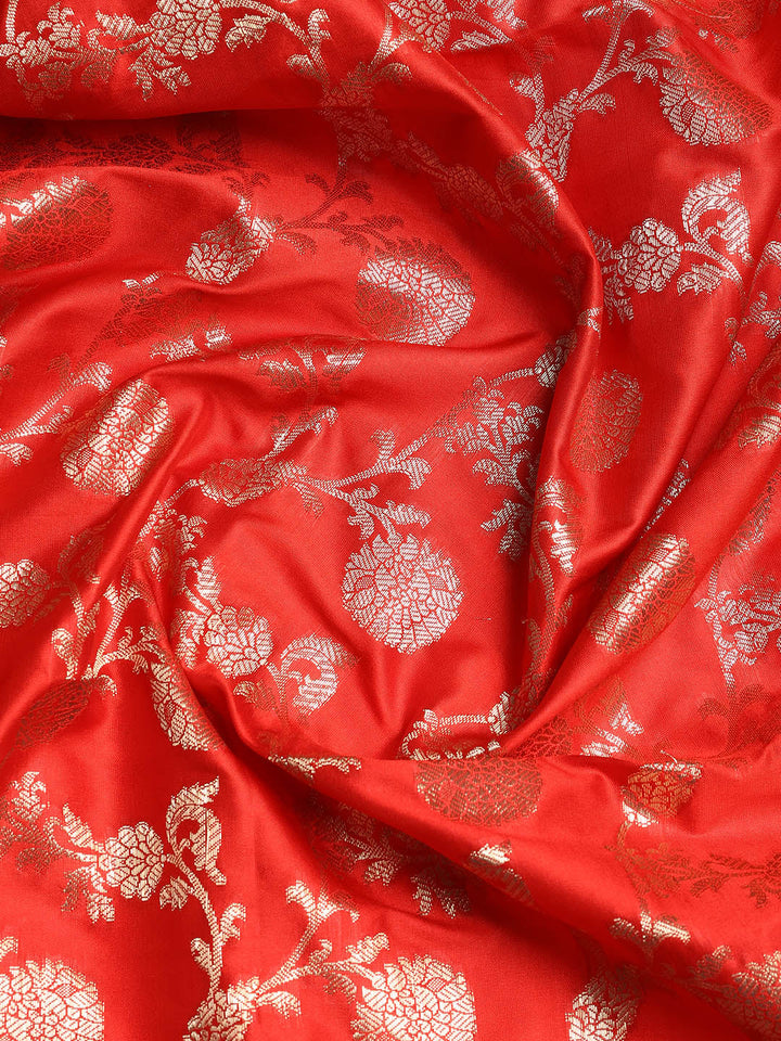 Woven Banarasi Chanderi Unstitched Suit With Dupatta