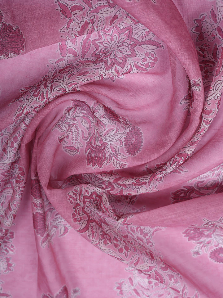 Embroidered Cotton Blend Unstitched Suit With Pant &amp; Dupatta