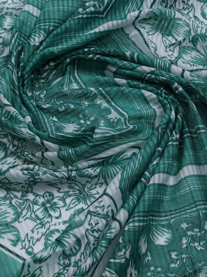 Floral Printed Cotton Blend Unstitched Suit With Dupatta