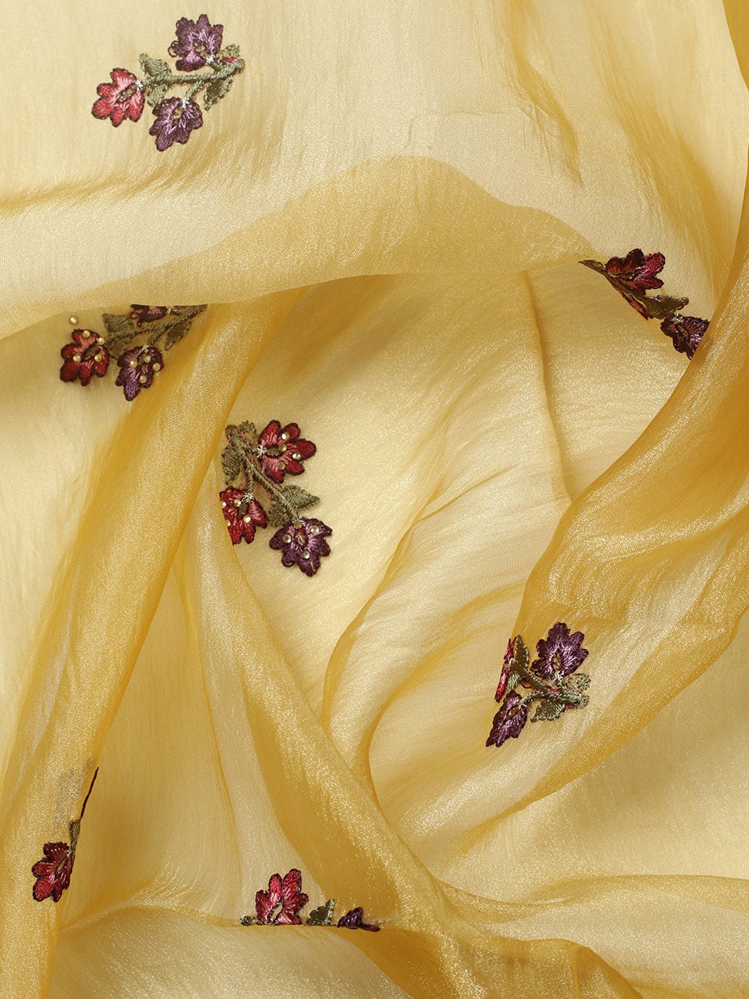 Embroidered Tissue Unstitched Suit With Pant &amp; Dupatta