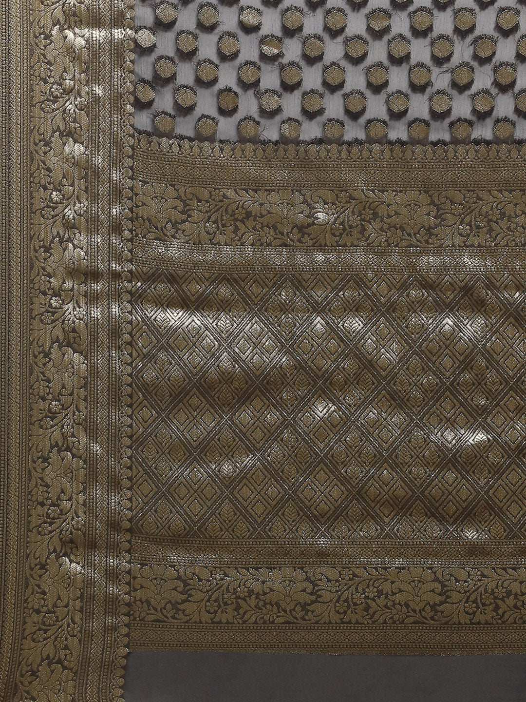 Zari Border Booti Chiffon Woven Saree