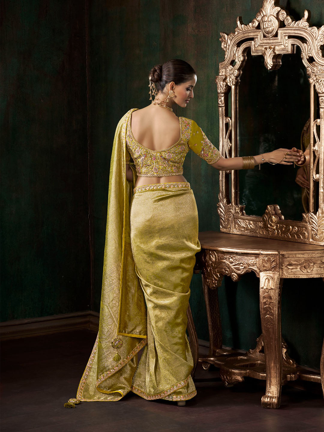 Woven Design &amp; Embroidered Border Art Silk Saree