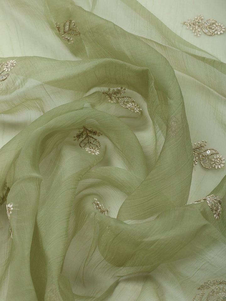 Embroidered Organza Unstitched Suit With Pant &amp; Dupatta