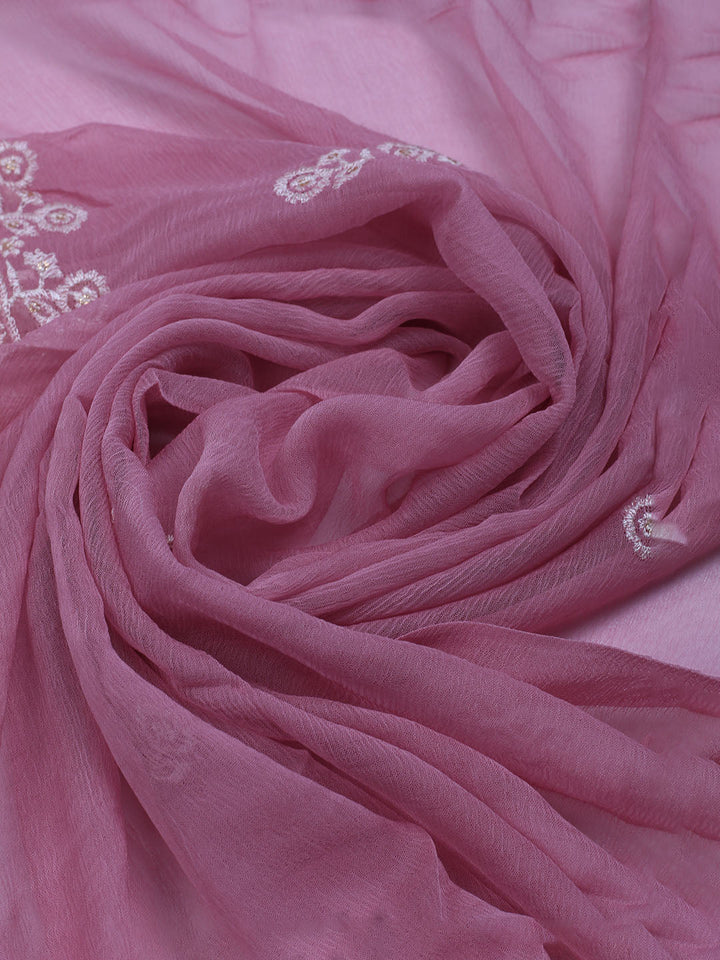 Embroidered Crepe Unstitched Suit With Dupatta