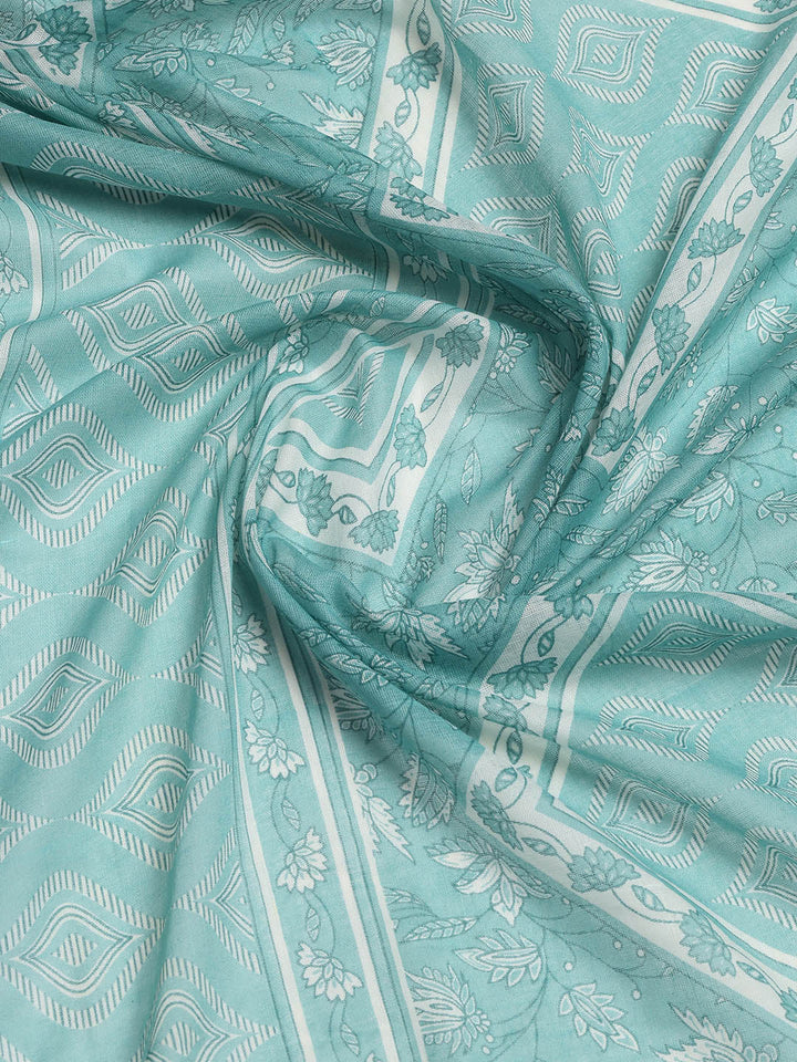 Neck Embroidered Cotton Blend Unstitched Suit With Dupatta