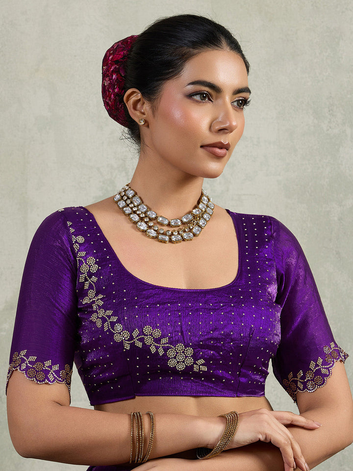 Embroidered Satin Saree