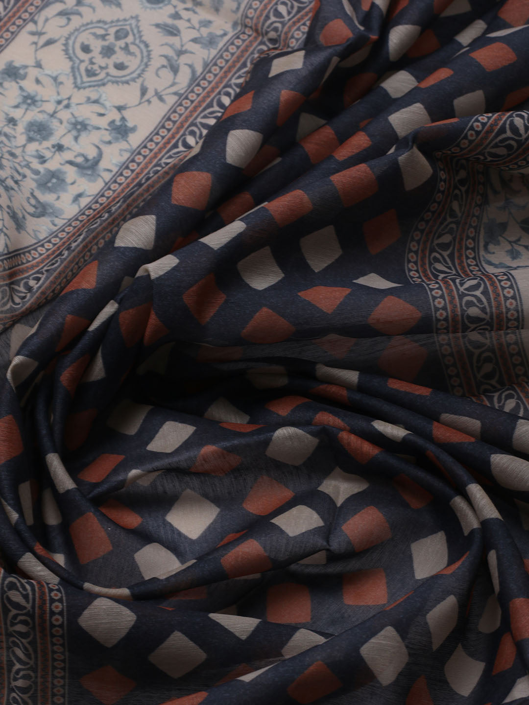 Printed Chanderi Unstitched Suit With Dupatta